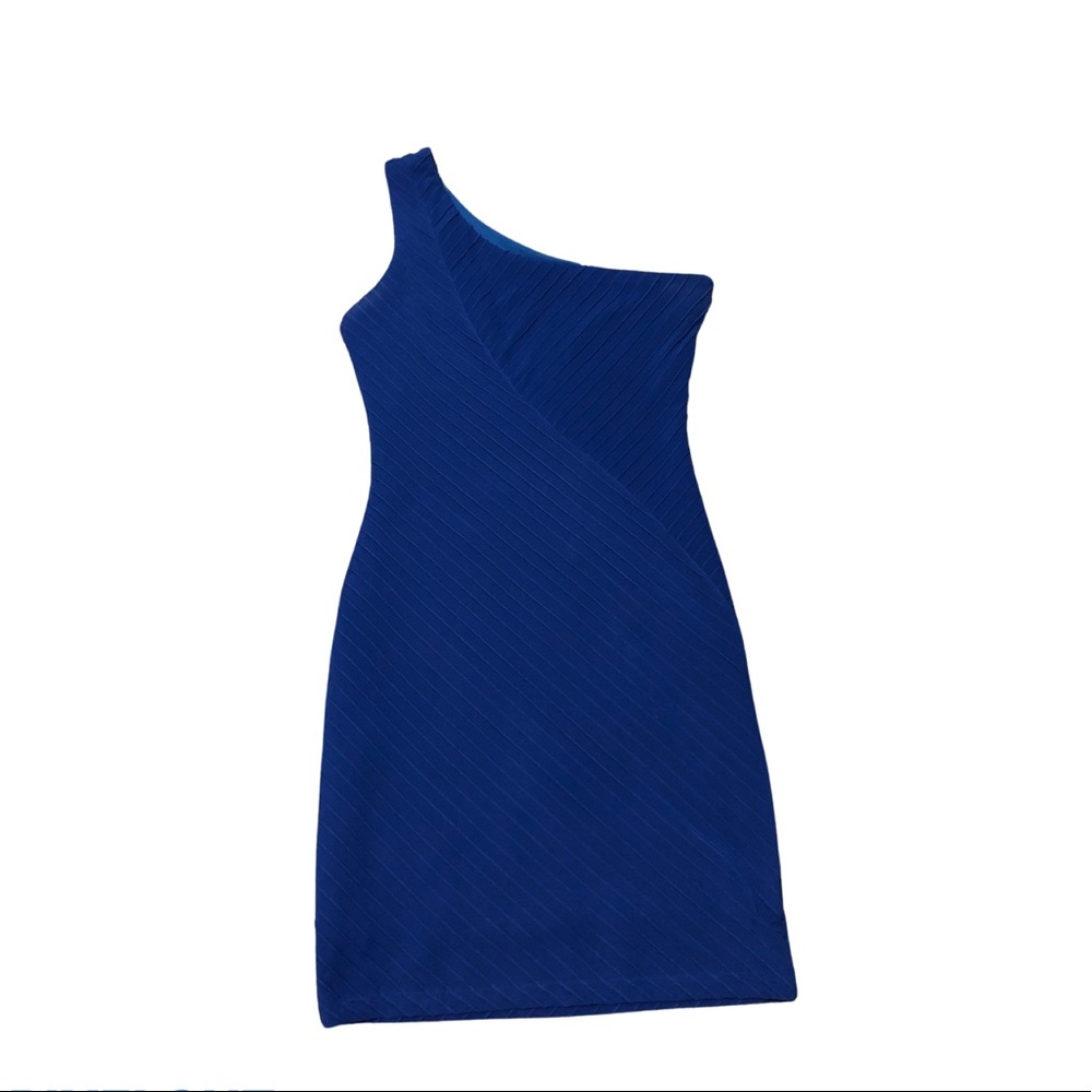 Mitto Navy blue one-shoulder midi dress